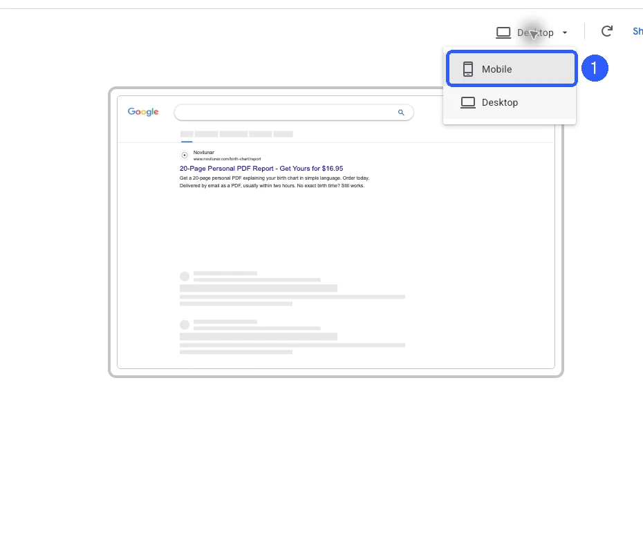 Choose Mobile in the preview's device menu.